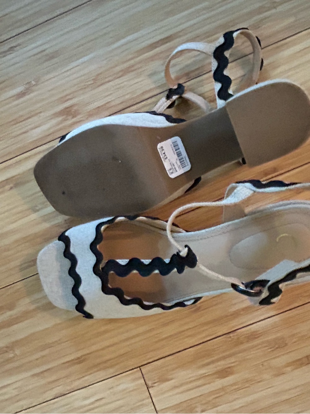 Cato Women’s Cream Block Heel Sandalsn with Black Trim - Picture 2 of 4